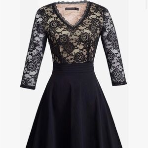 Lace Flare Party Dress-V-Neck-Size 12-NWT
